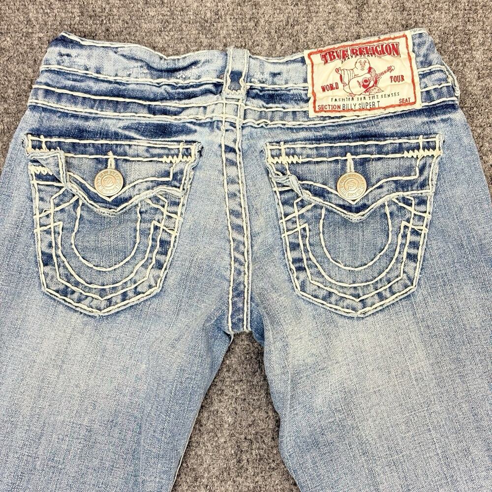 True Religion Jeans Y2K Billy Super T Low Rise Flap Pocket Straight Leg Denim 25